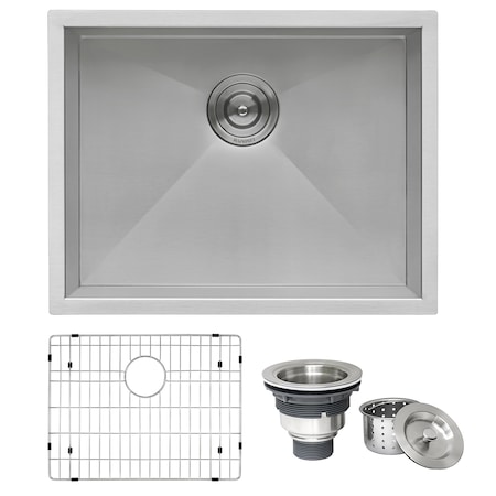 Ruvati 23" Undermount 16 Gauge Zero Radius Kitchen Sink SS Single Bowl RVH7100
